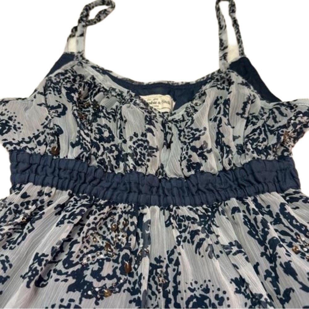 Abercrombie and Fitch Blue Navy and White Floral Camisole Top Size M Lined NEW - Picture 7 of 16